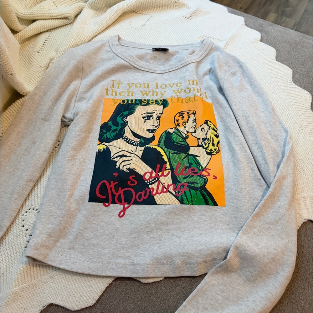 Boys Lie Light Gray shirt with Retro Pop Art Print